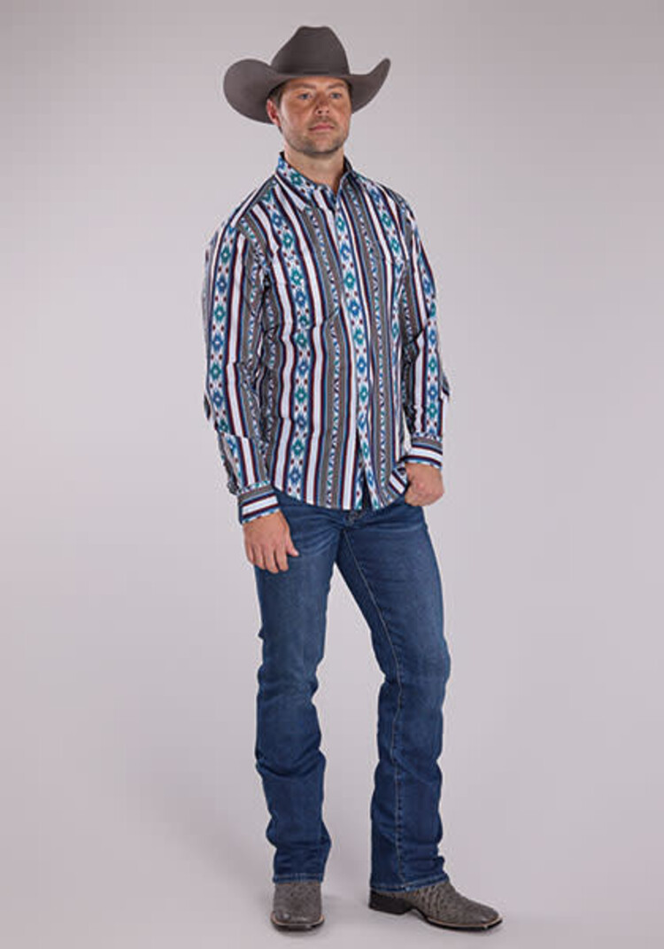 Roper Vertical Retro Stripe Snap Grey