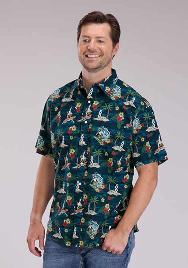 Roper Surfin' Cowboy Snap Blue