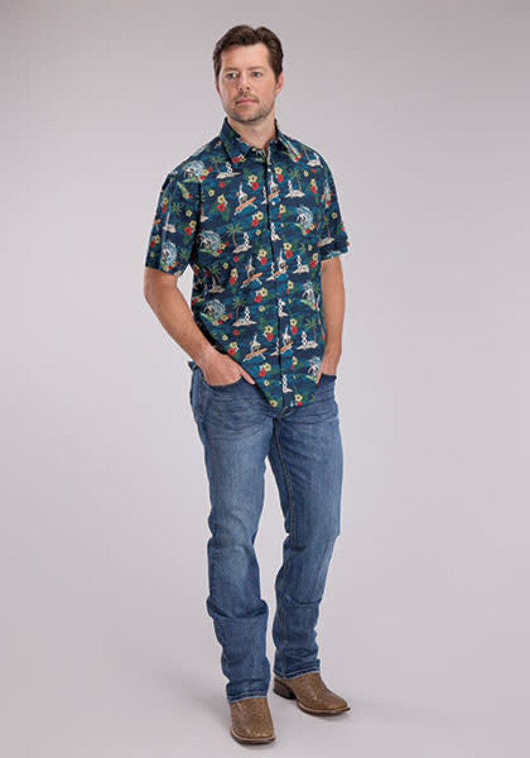 Roper Surfin' Cowboy Snap Blue