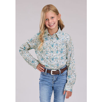 Roper Youth Vintage Paisley Snap Blue