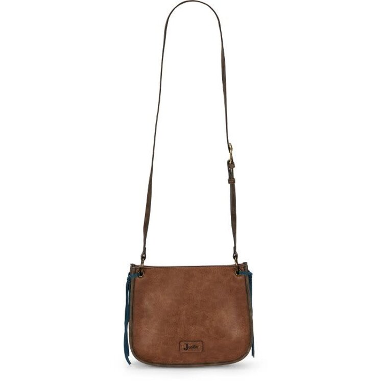 Justin Brown w Tooling Pattern Accents Crossbody