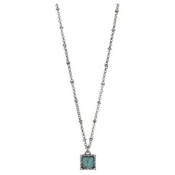 Justin Framed Square Faux Turquoise Necklace