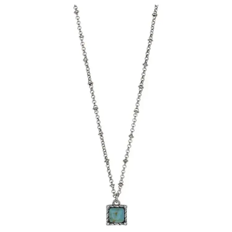 Justin Framed Square Faux Turquoise Necklace