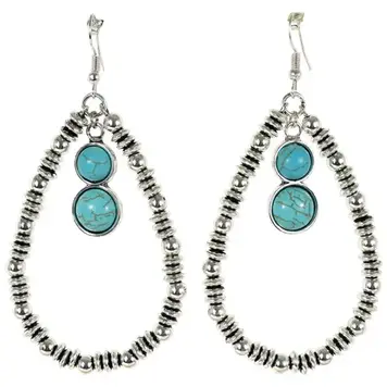 Justin Faux Turquoise Beaded Teardrop Earrings