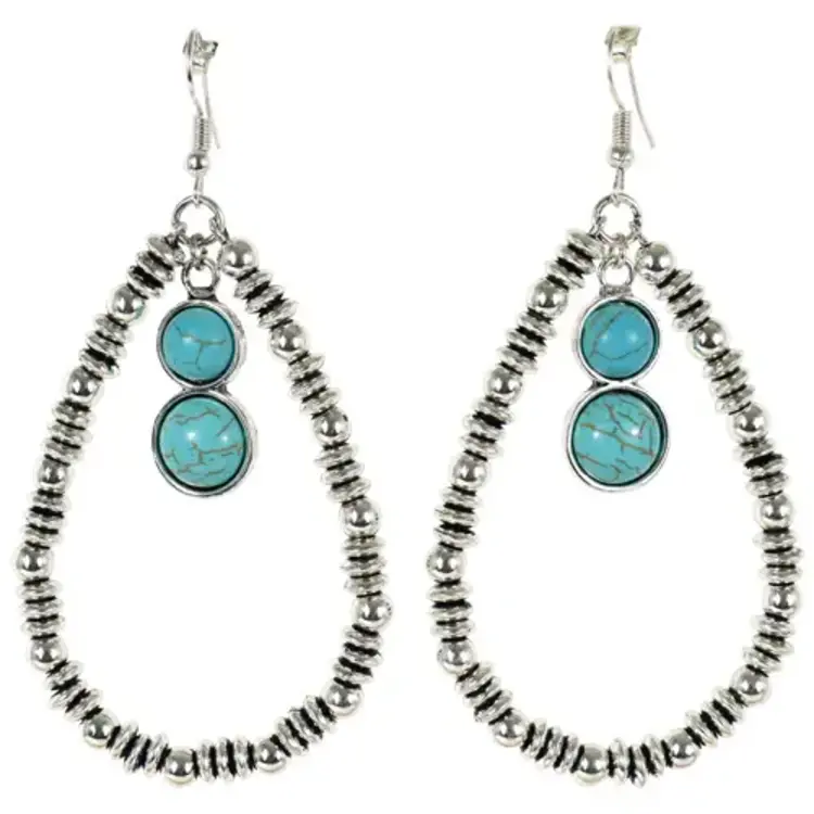 Justin Faux Turquoise Beaded Teardrop Earrings