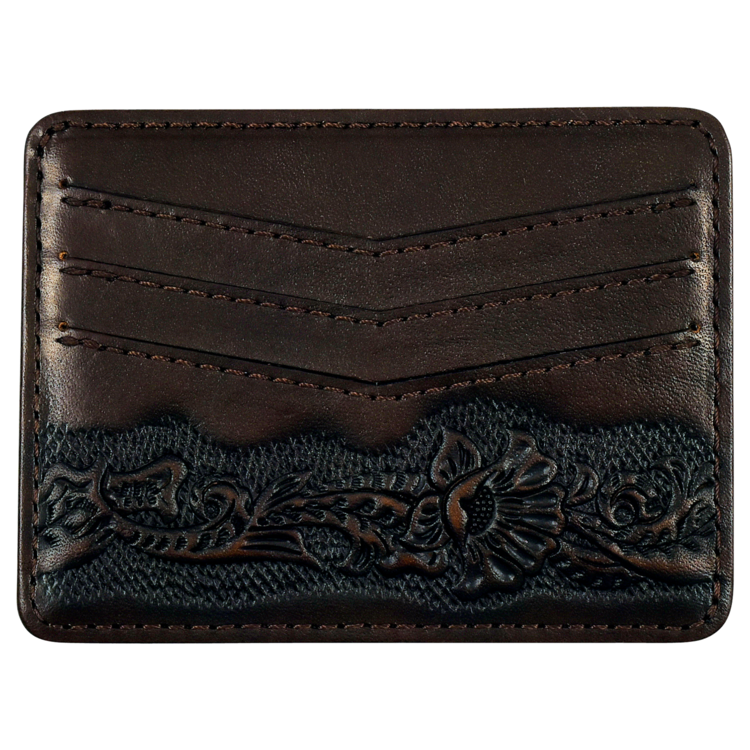 Justin Slim Card Wallet w Floral Tooling