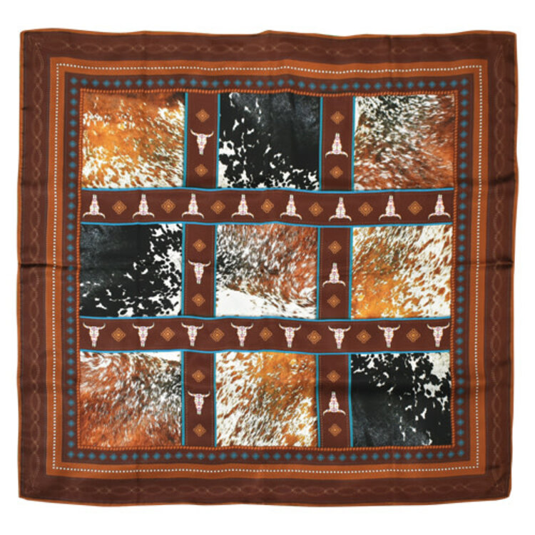 Catchfly Hair On Print w Cow Skulls Wild Rag