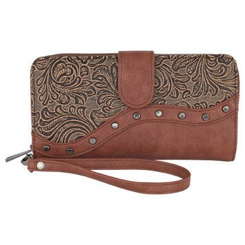 Catchfly Tooled Wallet w Wristlet