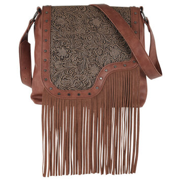 Catchfly Tooled Crossbody w Fringe