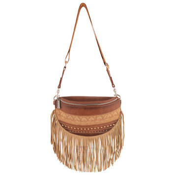 Red Dirt Hat Co Sling Pouch Tan w Buckstitch and Fringe