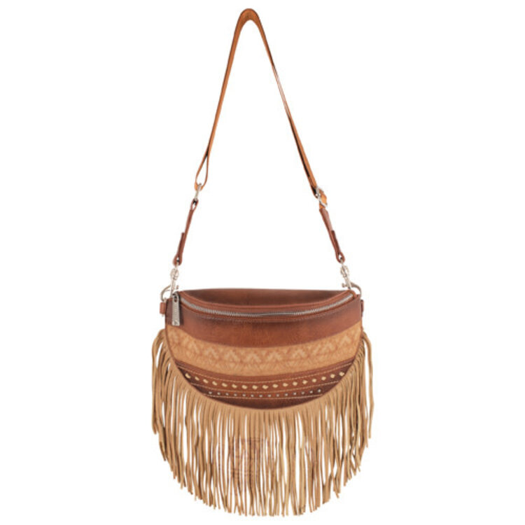 Red Dirt Hat Co Sling Pouch Tan w Buckstitch and Fringe
