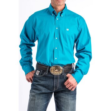 Cinch Solid Button Down Turquoise