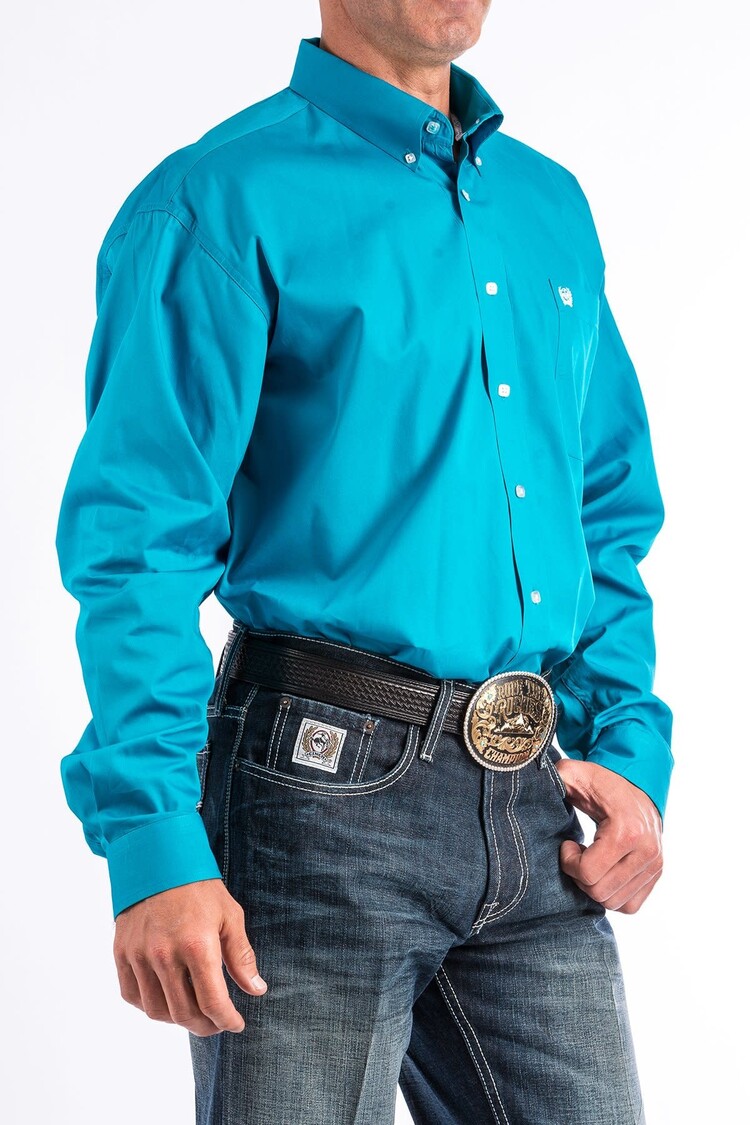 Cinch Solid Button Down Turquoise