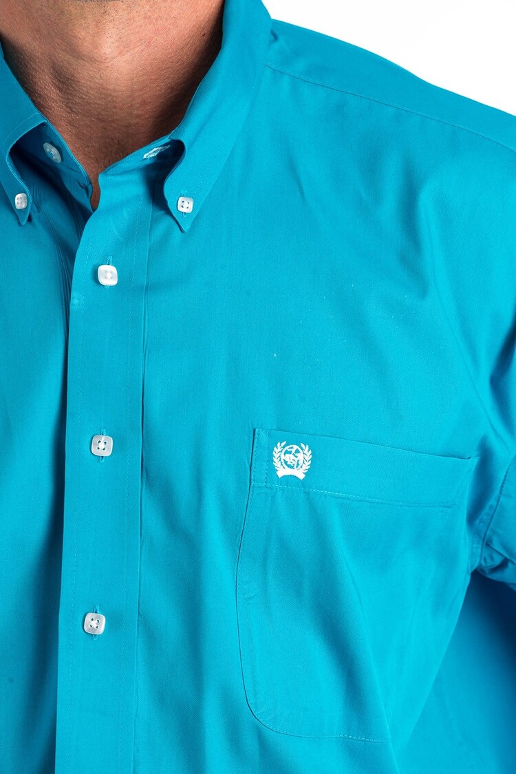 Cinch Solid Button Down Turquoise