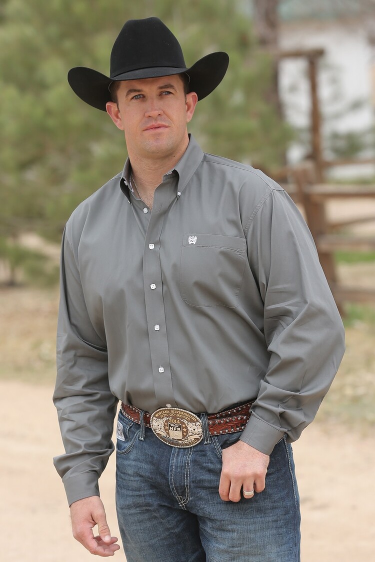 Cinch Solid Button Down Grey