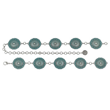 Catchfly Round Concho Belt w Turquoise Wash
