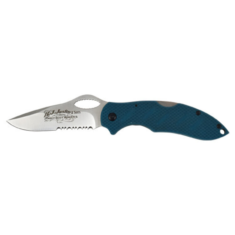 Justin Roping Knife Partially Serated Blue