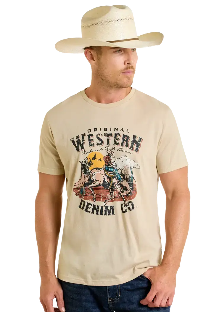 Rock & Roll Denim Desert Bronco Graphic Tee Natural