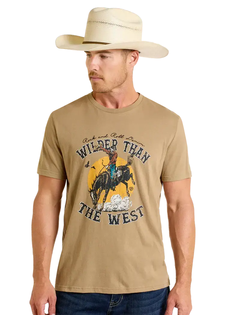 Rock & Roll Denim Wilder Than The West Tee Taupe