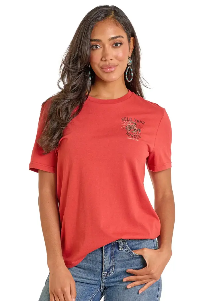 Panhandle Western Wear Hold Your Horses Tee Rust