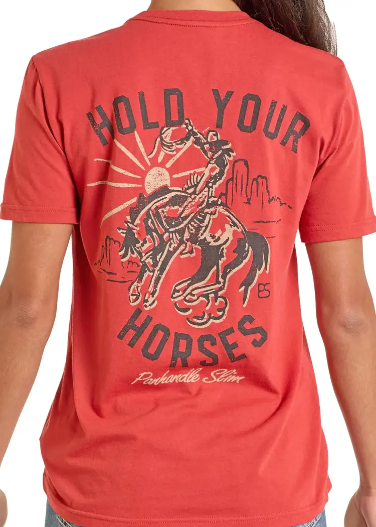 Panhandle Western Wear Hold Your Horses Tee Rust