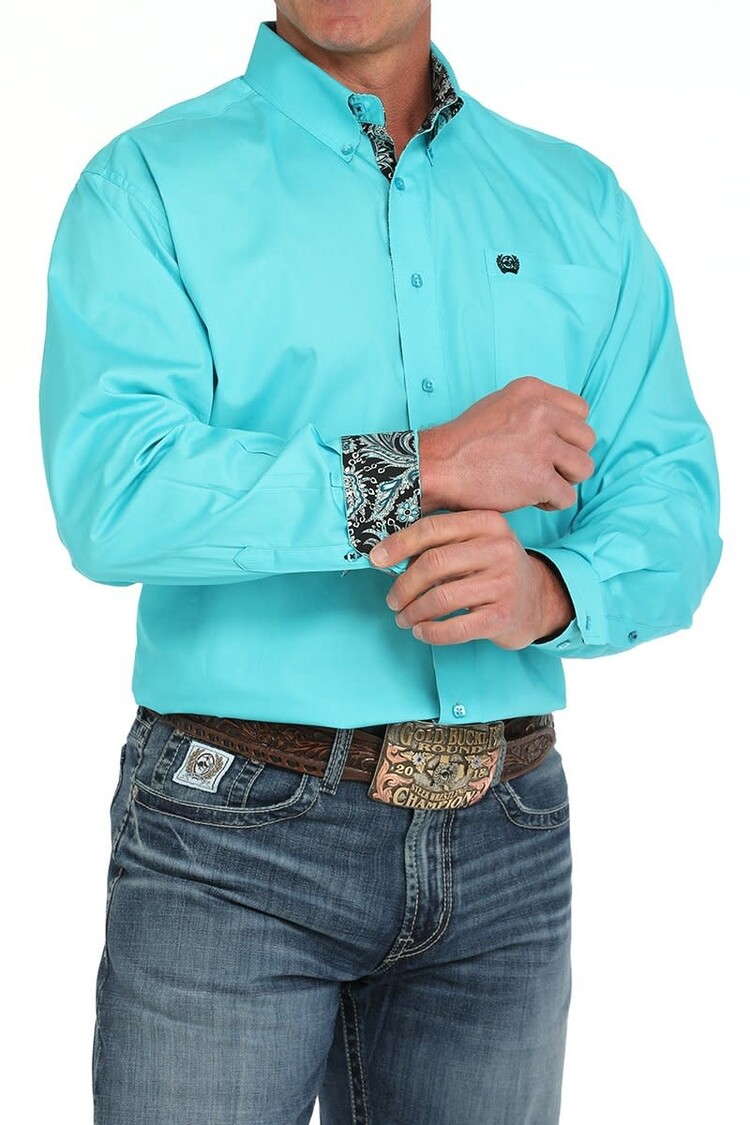 Cinch Solid Button Down Light Turquoise