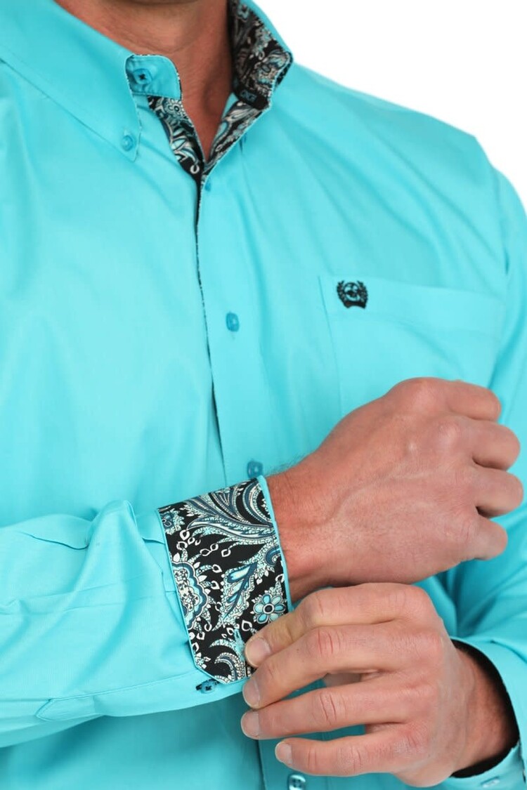 Cinch Solid Button Down Light Turquoise