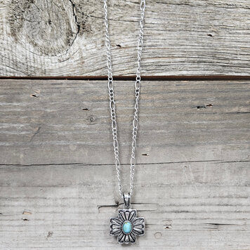 Justin Faux Turquoise w Cross Concho Necklace