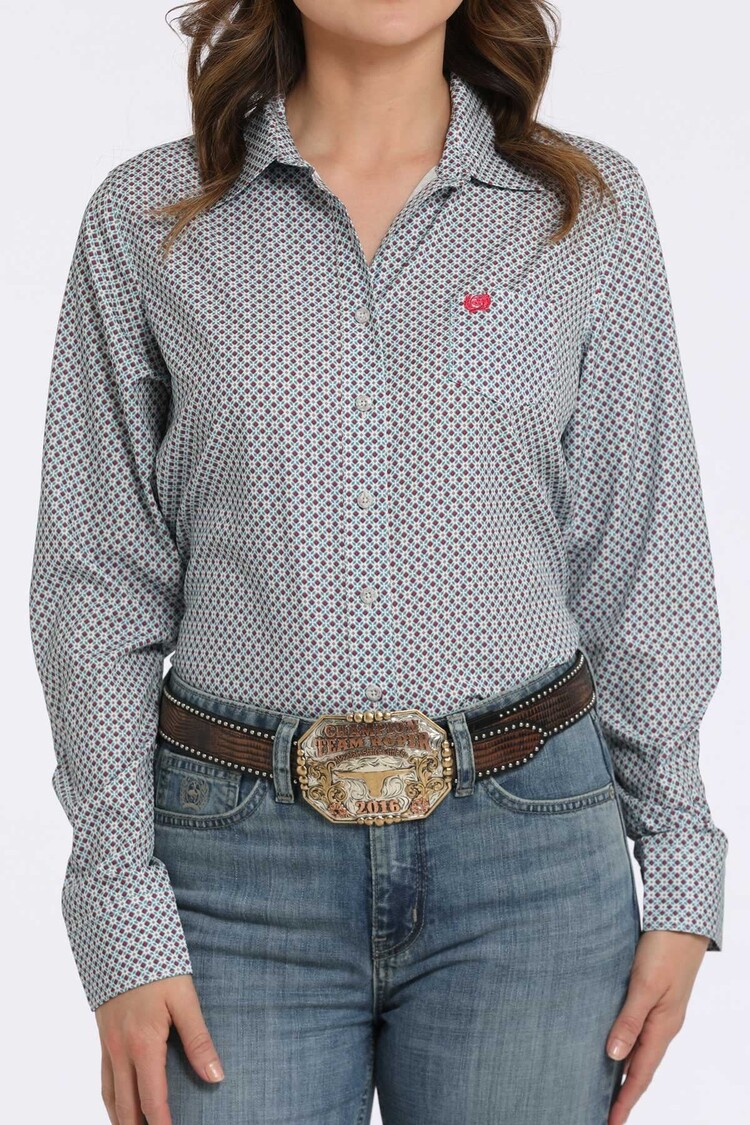Cinch Arenaflex Medallion Print Button-Down Gray