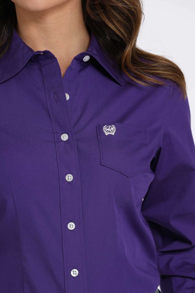 Cinch Solid Button-Down Purple