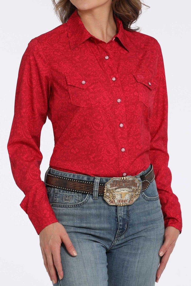 Cinch Arenaflex Floral Print Snap Pink