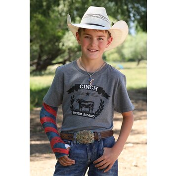 Cinch Youth Denim Brand Tee Gray
