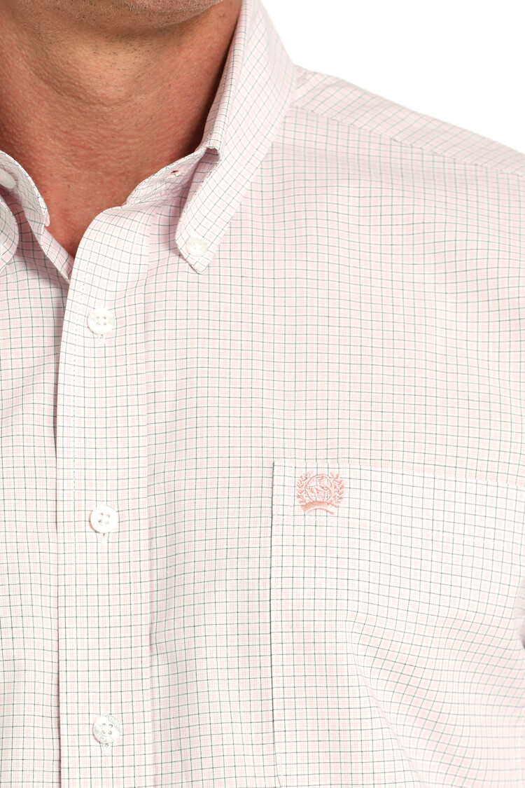 Cinch Plaid Button-Down White Pink Blue