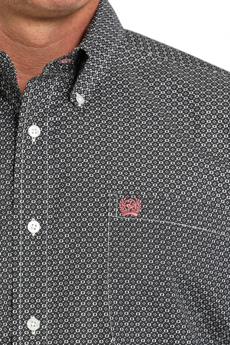 Cinch Geometric Print Button-Down Gray