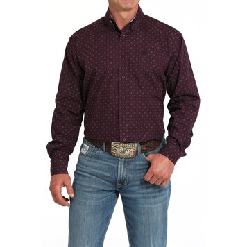 Cinch Geometric Print Button-Down Purple