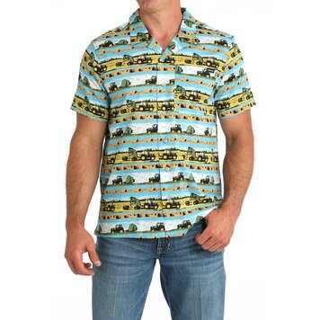 Cinch Hayin' Season Camp Shirt Blue