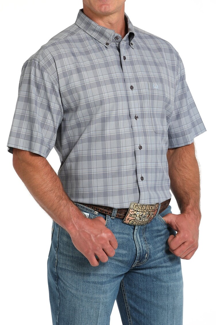 Cinch Plaid Button-Down Gray
