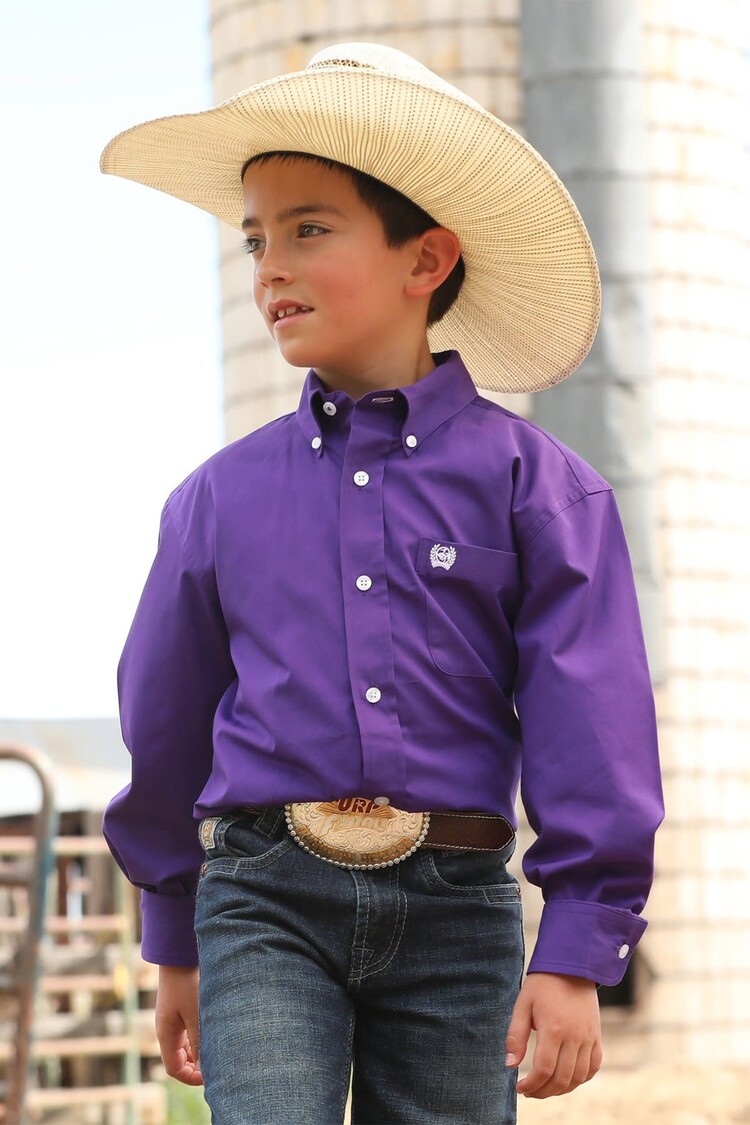 Cinch Youth Solid Button-Down Purple