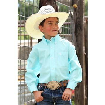 Cinch Youth Solid Button-Down Turquoise