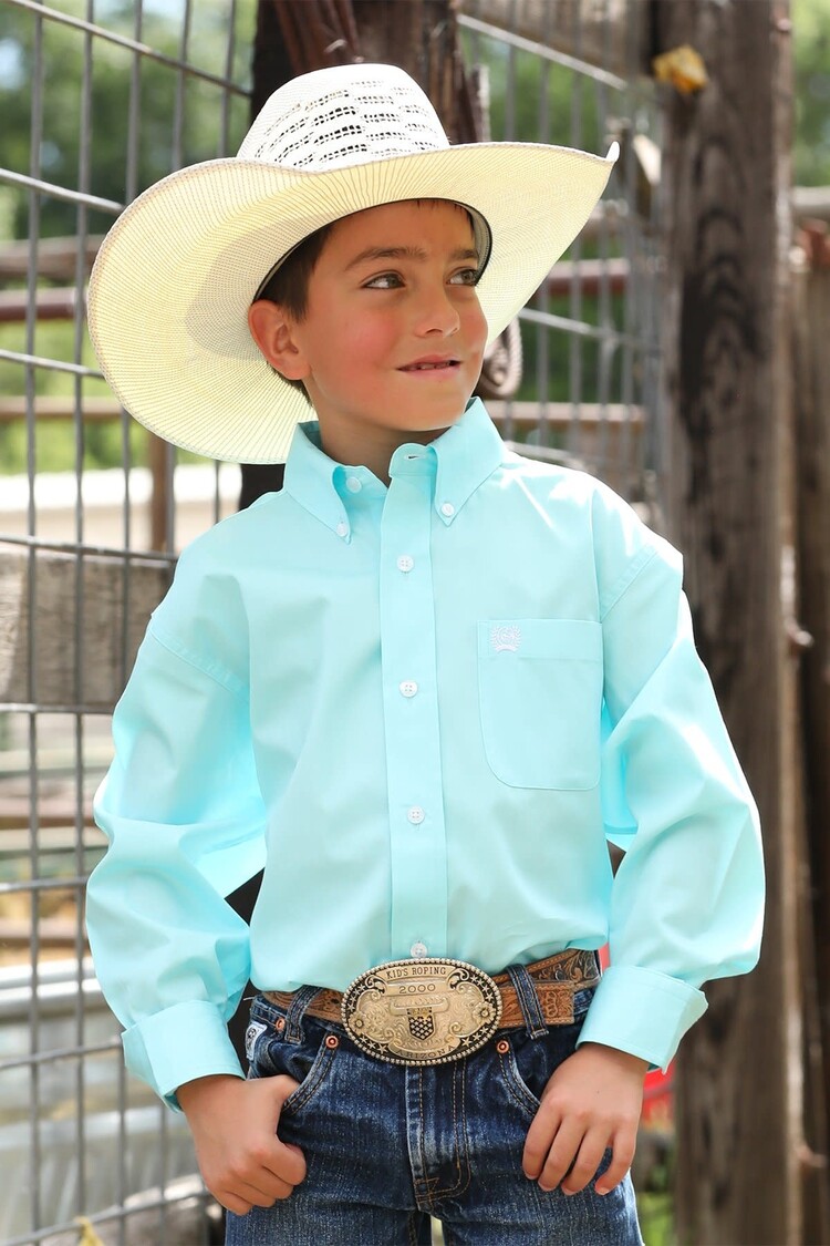 Cinch Youth Solid Button-Down Turquoise
