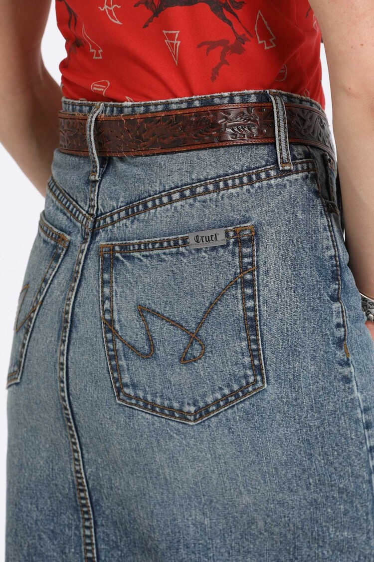 Cruel Denim Midi Skirt Medium Stone