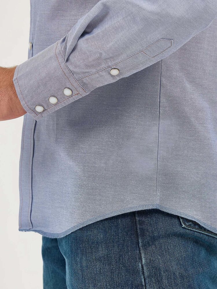 Wrangler Chambray Rigid Denim Snap Workshirt