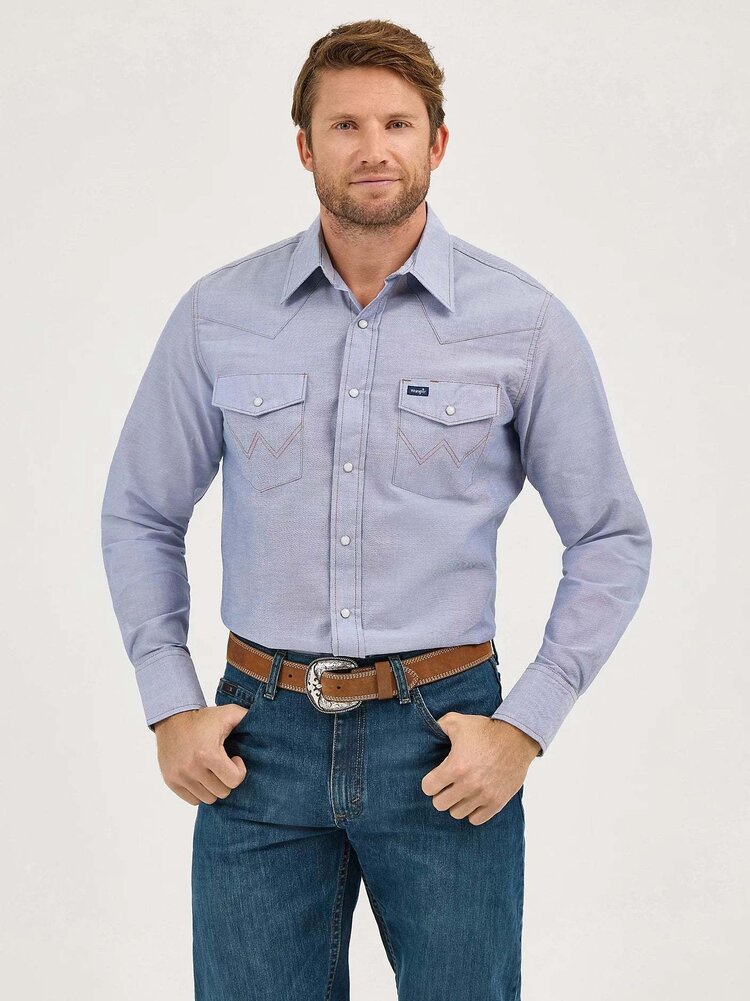 Wrangler Chambray Rigid Denim Snap Workshirt