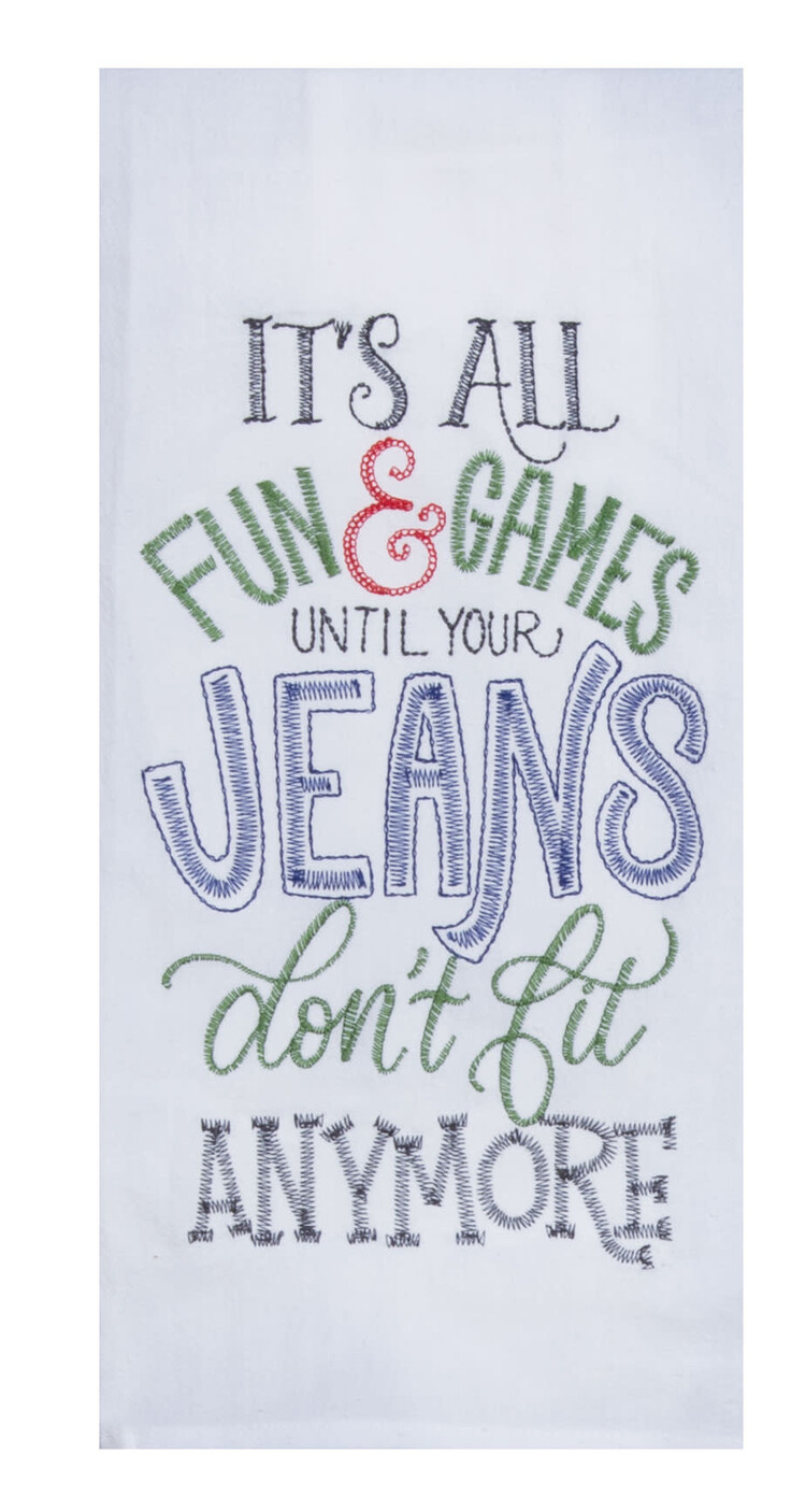 Kay Dee Designs Snarkasms Jeans Embroidered Flour Sack Towel