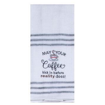 Kay Dee Designs Snarkasms Coffee Kick Embroidered Tea Towel