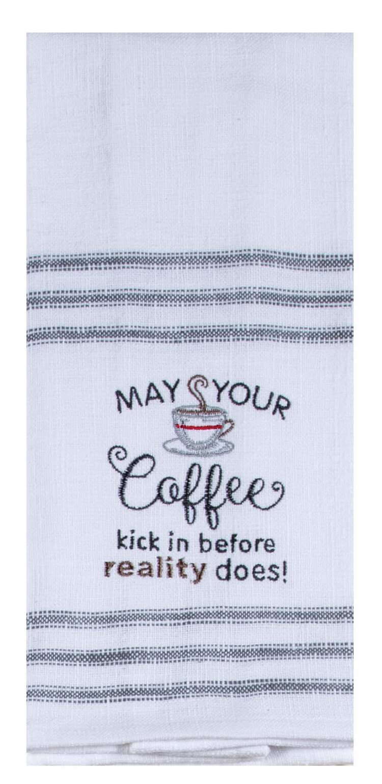 Kay Dee Designs Snarkasms Coffee Kick Embroidered Tea Towel