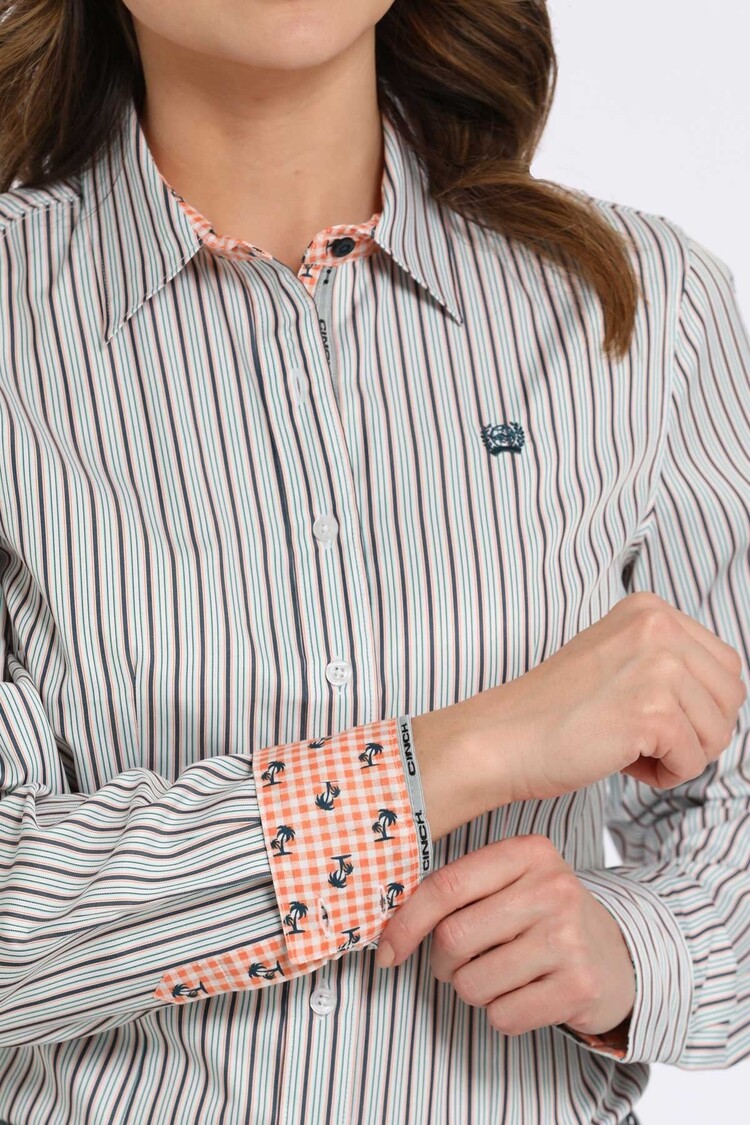 Cinch Tencel Stripe Button-Down White