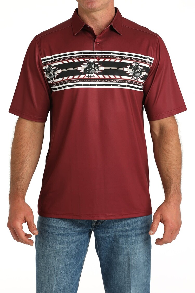 Cinch Bucking Bronc Polo Burgundy