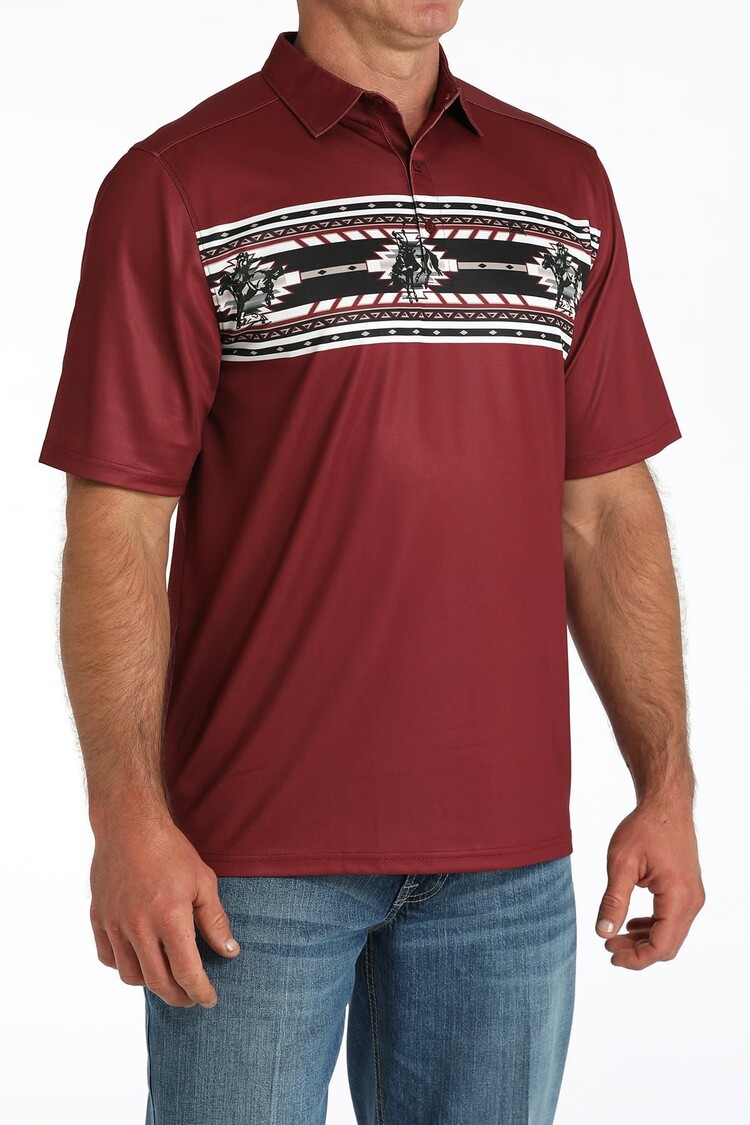 Cinch Bucking Bronc Polo Burgundy