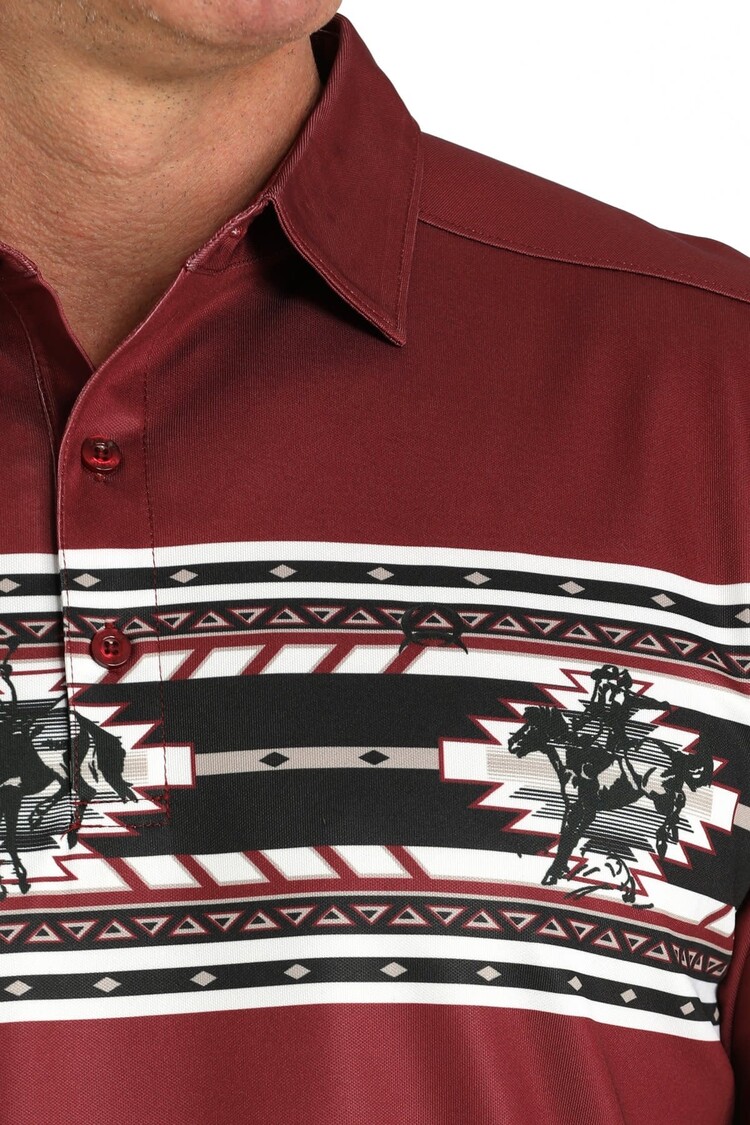 Cinch Bucking Bronc Polo Burgundy